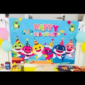Baby shark party backdrop